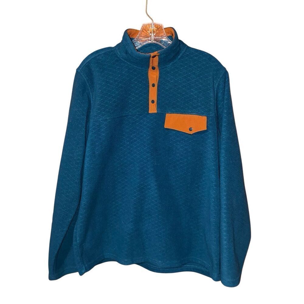 Zyia blue and brown fleece quarter zip pull over sweater size large #741